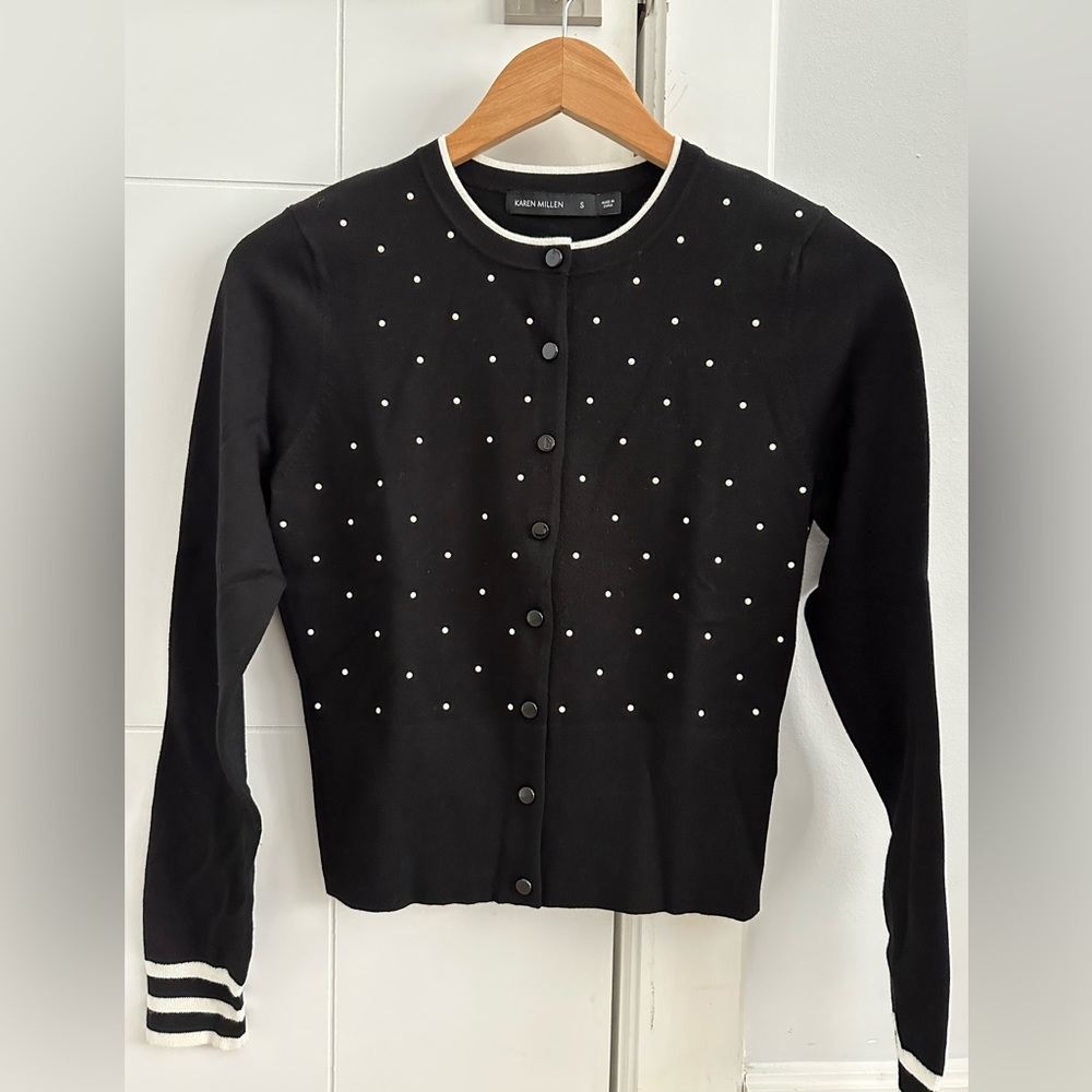 Karen Mullen pearl embedded black sweater // worn ONCE // no damage // size S